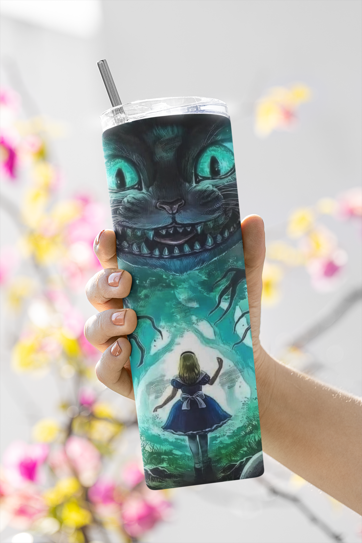 Alice in Wonderland Tumbler Wrap PNG | 20oz Skinny Tumbler Sublimation Design | Instant Download