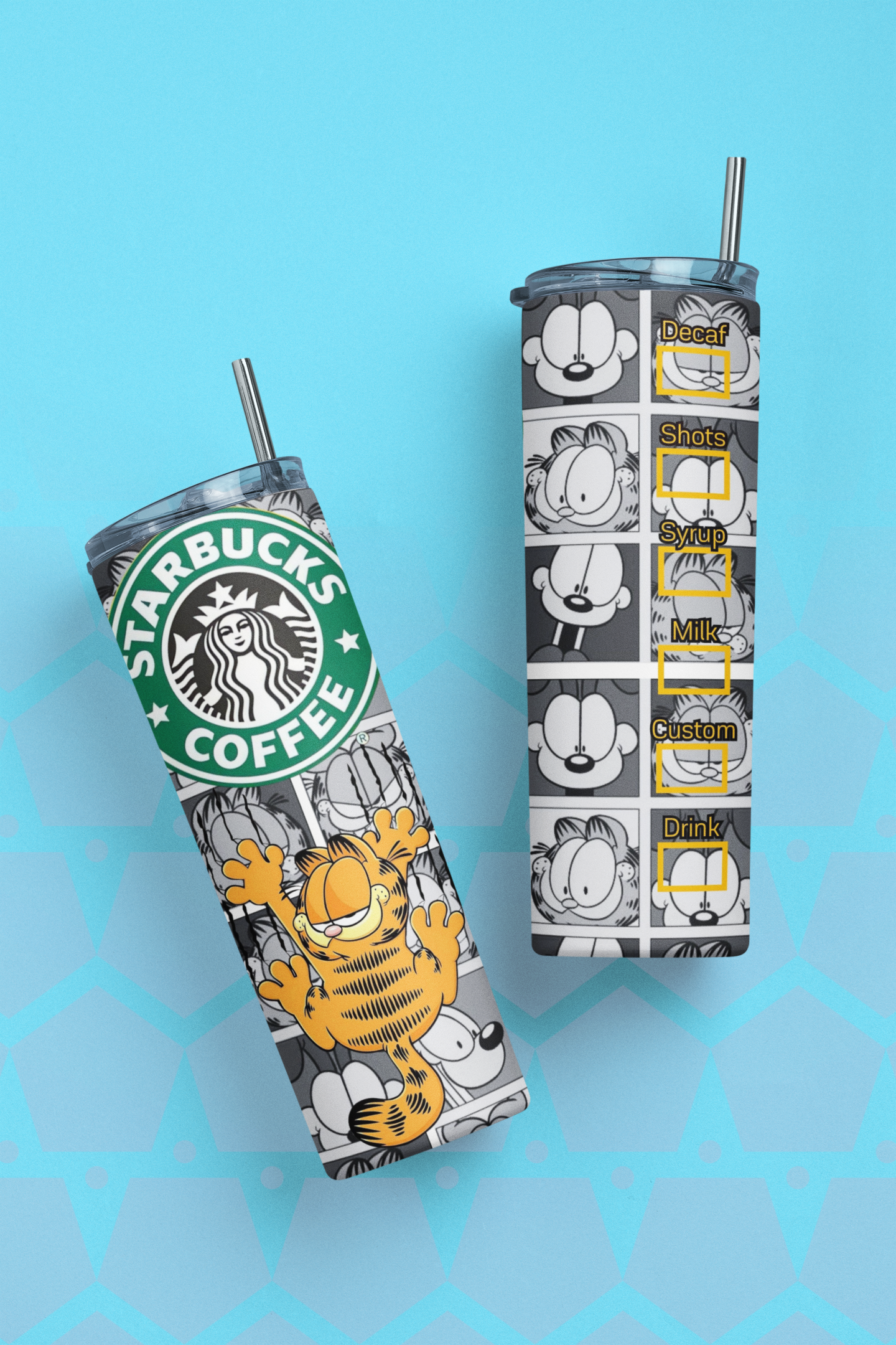 Garfield Cartoon Tumbler Wrap PNG | 20oz Skinny Tumbler Sublimation Design | Instant Download