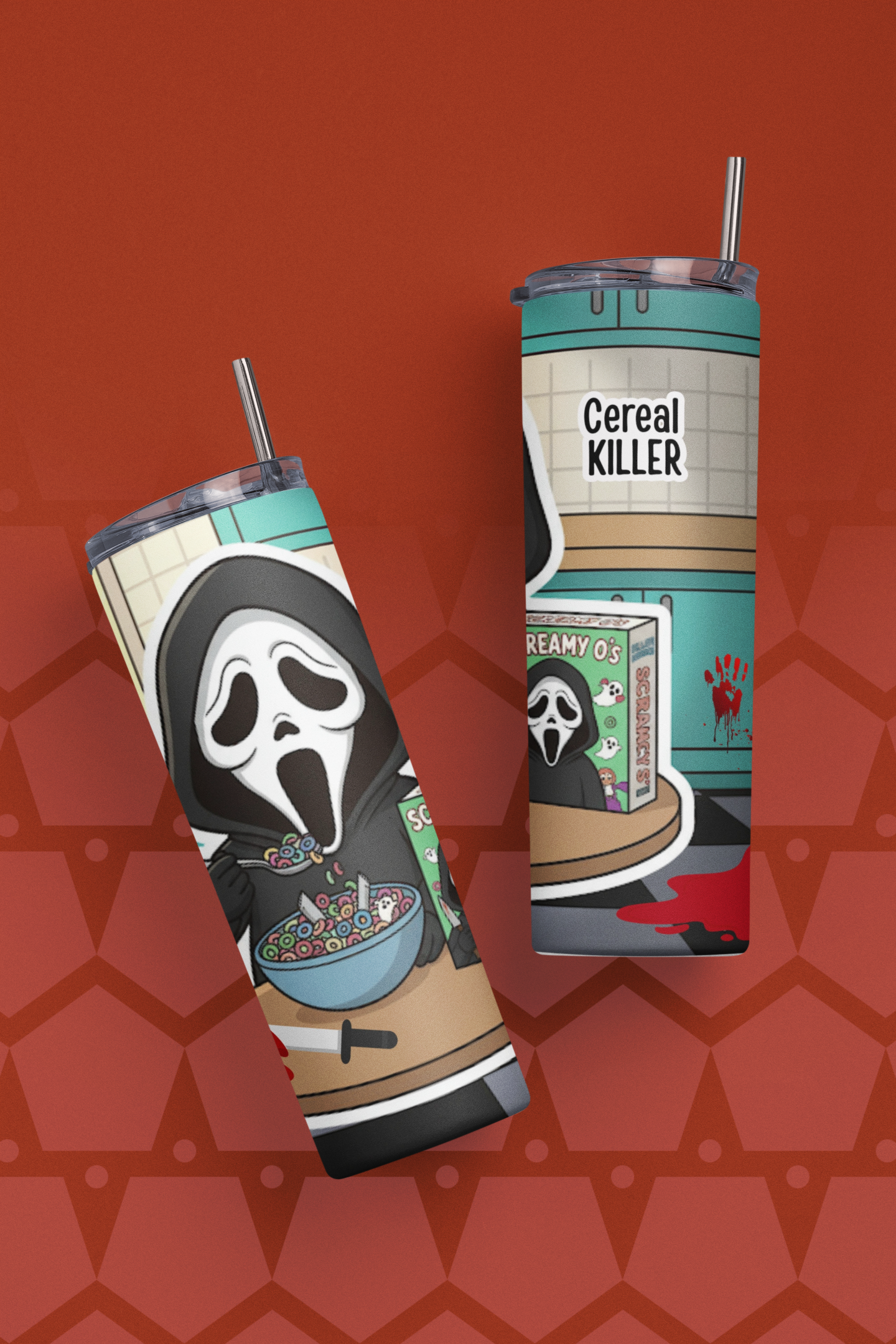 Funny Cereal Killer Tumbler Wrap PNG | 20oz Skinny Tumbler Sublimation Design | Instant Download