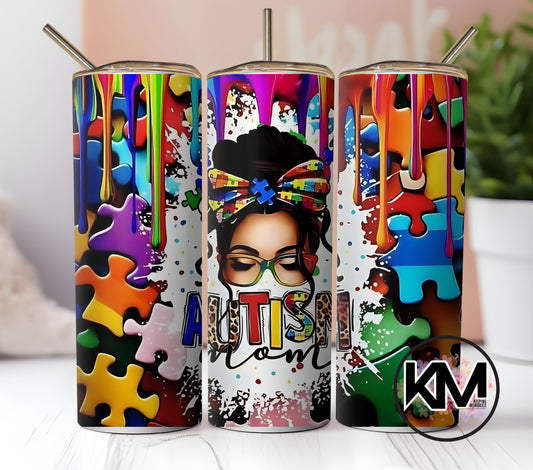 Autism MOM  Skinny Tumbler  20oz.