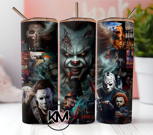 Horror movie Characteres Skinny Tumbler  20oz. It - Michael - Chuky - Jason