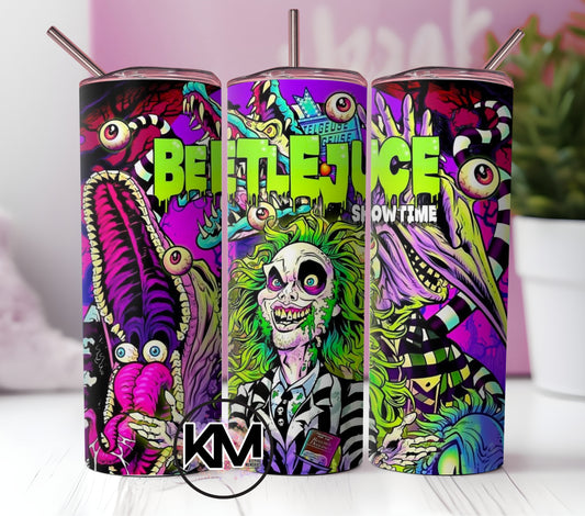 BEETLEJUICE Horror Movie Character Skinny Tumbler  20oz.