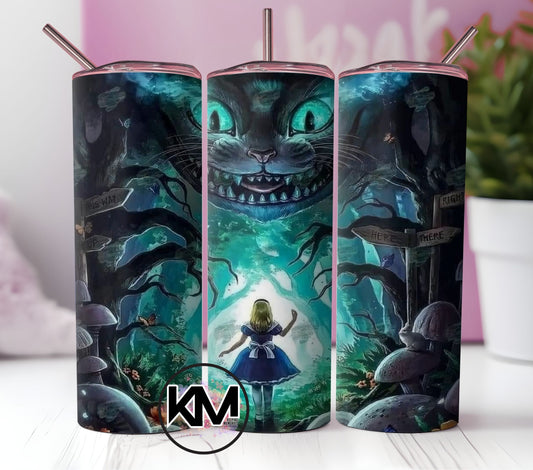 Alice in Wonderland Tumbler Wrap PNG | 20oz Skinny Tumbler Sublimation Design | Instant Download