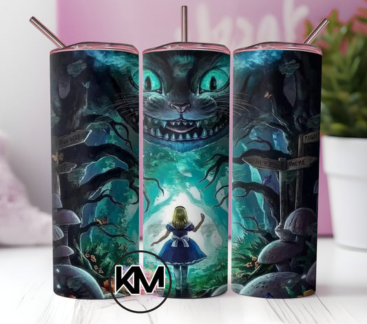 Alice in Wonderland Skinny Tumbler  20oz.