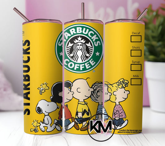 Charlie Brown Tumbler Wrap PNG | 20oz Skinny Tumbler Sublimation Design | Instant Download