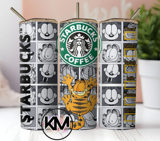 Garfield Cartoon Tumbler Wrap PNG | 20oz Skinny Tumbler Sublimation Design | Instant Download