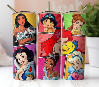Princess Disney Collage Skinny Tumbler  20oz.