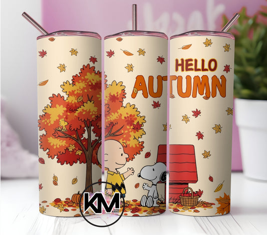 Hello Autumn - Charlie Brown & Snoopy Skinny Tumbler  20oz.