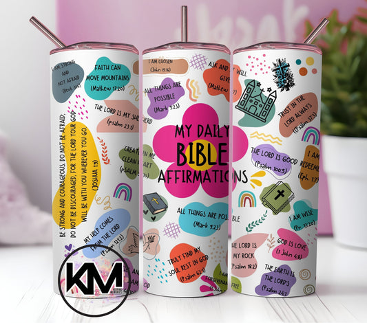 Bible Verse Tumbler Wrap PNG | 20oz Skinny Tumbler Sublimation Design | Instant Download”