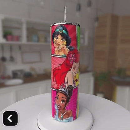 Princess Disney Collage Skinny Tumbler  20oz.